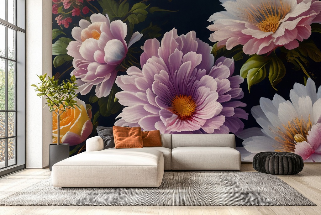 Peony Flower Floral Wall Mural Wallpaper