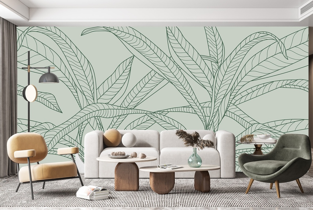 Botanical Palm Leaves Wall Mural Wallpaper