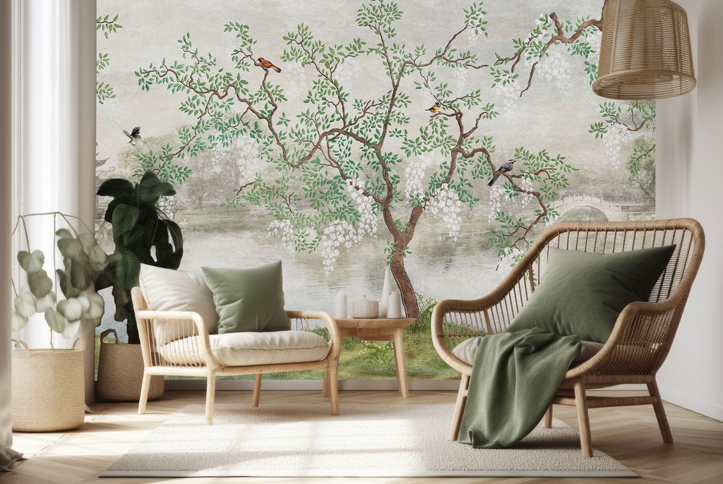 Garden Tree Chinoiserie Wall Mural Wallpaper