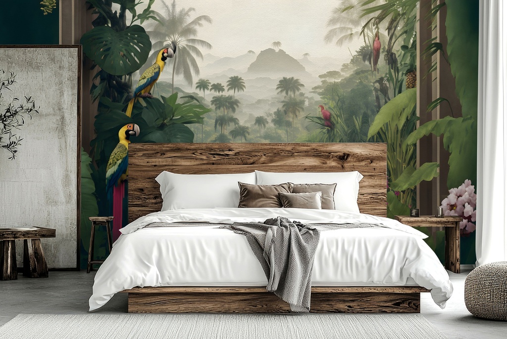 Green Tropical Forest Landscape Wall Mural Wallpaper