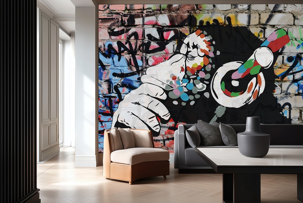 Graffiti Thinking Monkey 2 Banksy Wall Mural Wallpaper