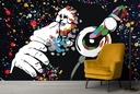 Thinking Monkey Paint Splash Banksy Wall Mural Wallpaper