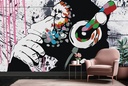 Paint Splash Thinking Monkey Banksy Wall Mural Wallpaper