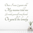 7 Years Old Lukas Graham Song Lyrics Wall Sticker