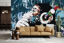 Ripped Paper Thinking Monkey Banksy Wall Mural Wallpaper