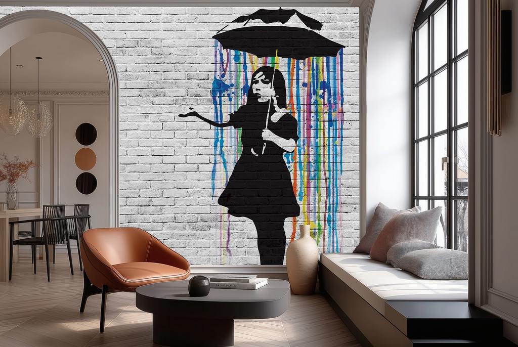Umberella Girl Banksy Wall Mural Wallpaper