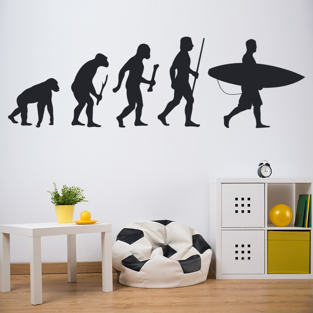 Surfing Evolution Surfboard Wall Sticker