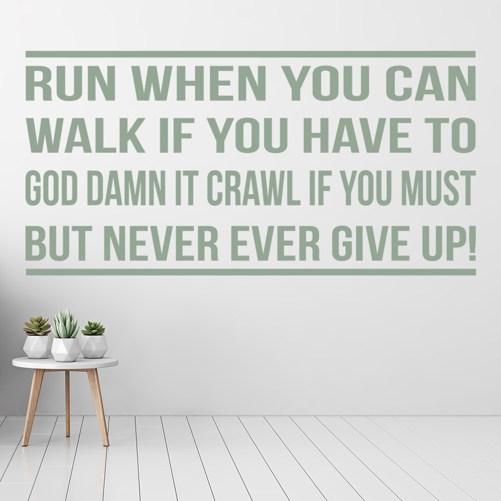 Never Give Up! Sports Quote Wall Sticker