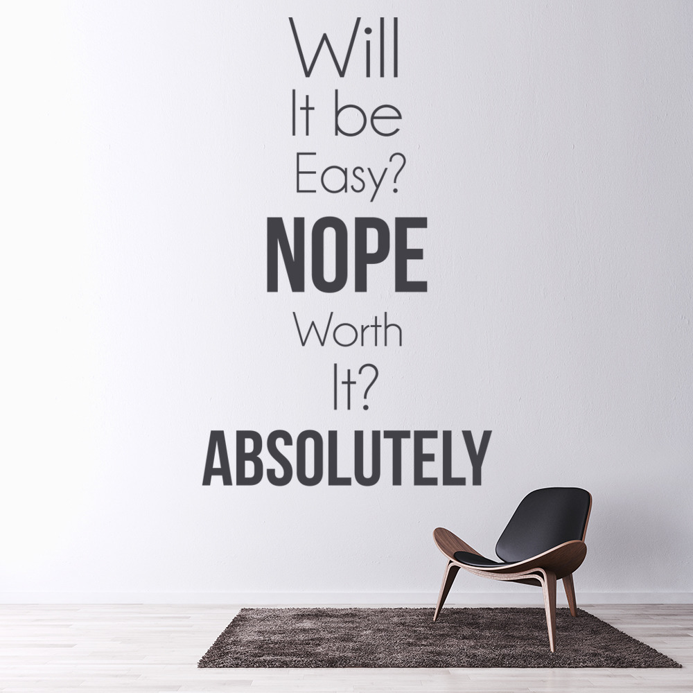 Will It Be Easy? Inspirational Quote Wall Sticker