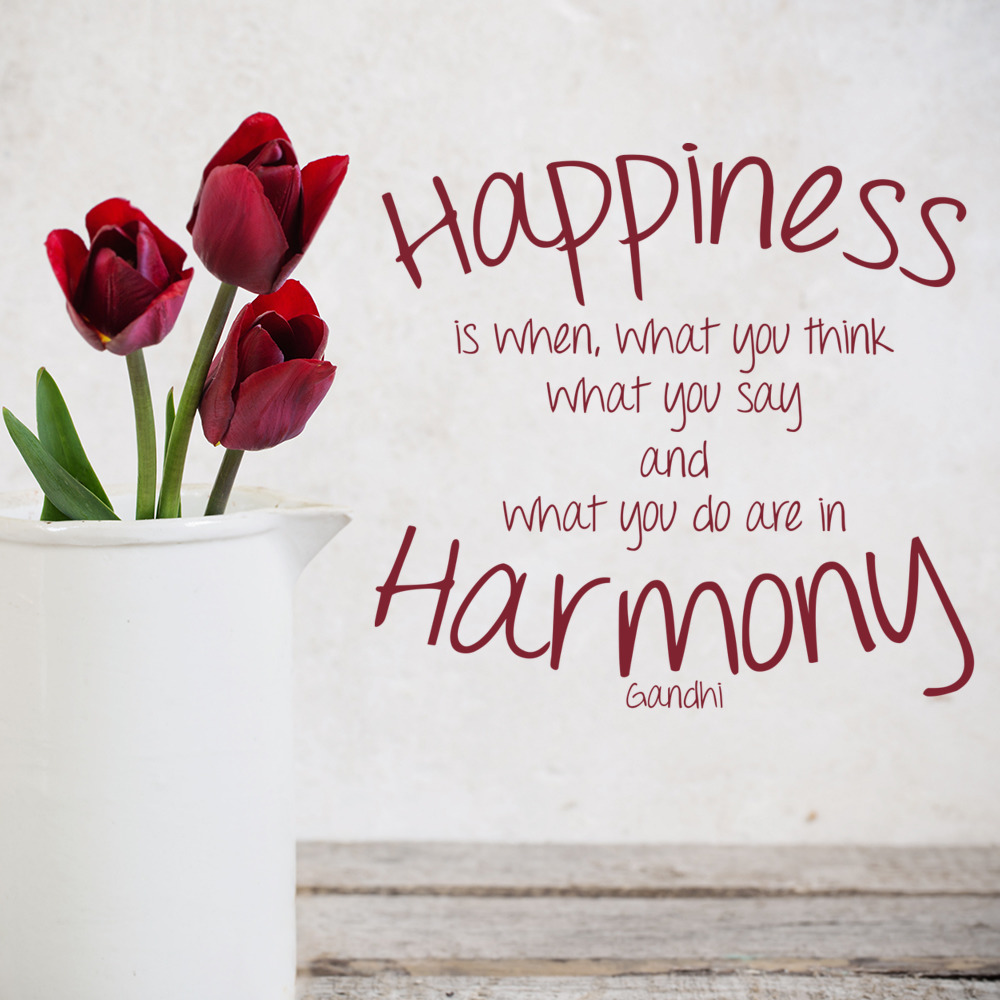 Happiness And Harmony Ghandi Quote Wall Sticker