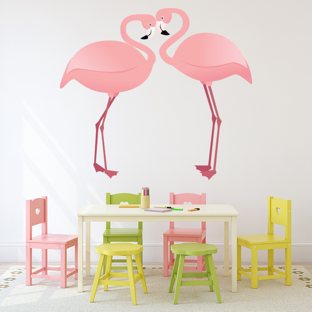 Pair Of Pink Flamingos Wall Sticker