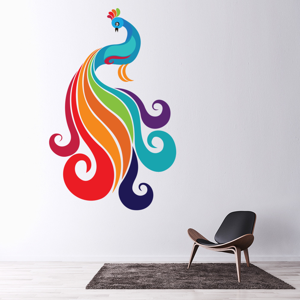Classic Rainbow Peacock Wall Sticker