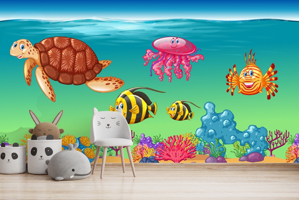 Turtle Friends Under The Sea Wall Mural Wallpaper