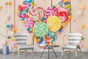 Lollipops Candy Heart Wall Mural Wallpaper