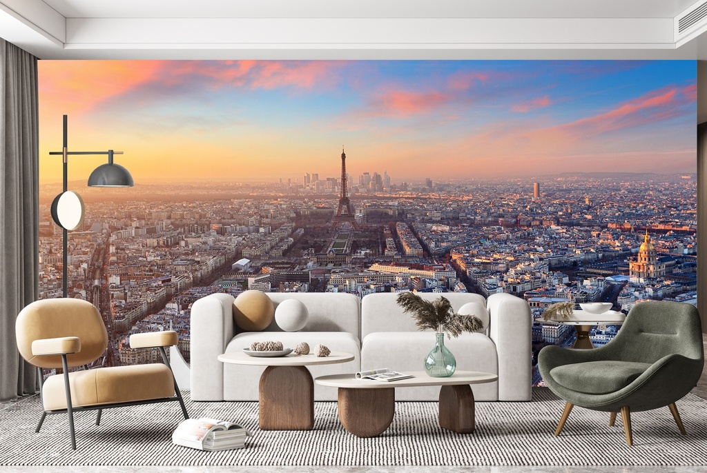 Eiffel Tower Paris City Skyline Wall Mural Wallpaper