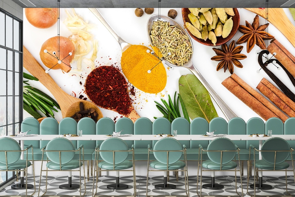 Spices & Spoons Kitchen Wall Mural Wallpaper