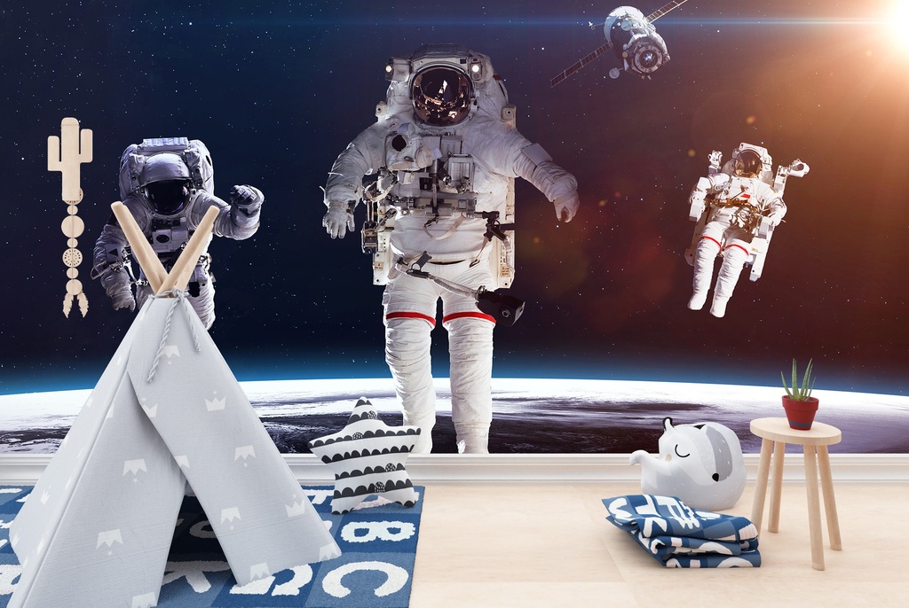 Astronauts In Outer Space Wall Mural Wallpaper