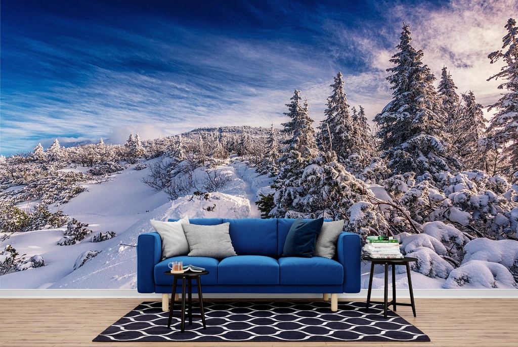 Snowy Mountains Winter Landscape Wall Mural Wallpaper