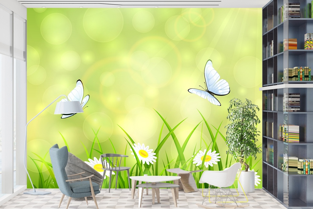 Butterflies & Daisies Wall Mural Wallpaper