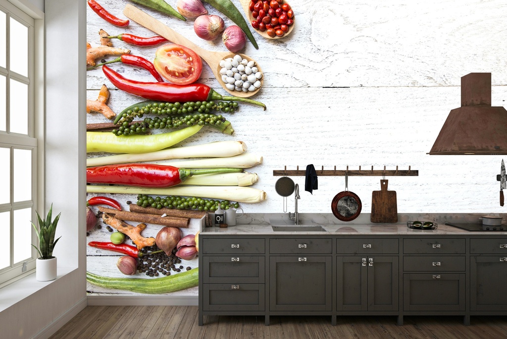Thai Vegetables & Spices Wall Mural Wallpaper