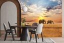 Elephants In Savannah Wall Mural Wallpaper