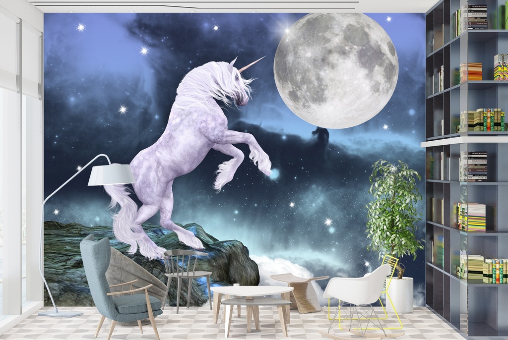 Full Moon Unicorn Wall Mural Wallpaper