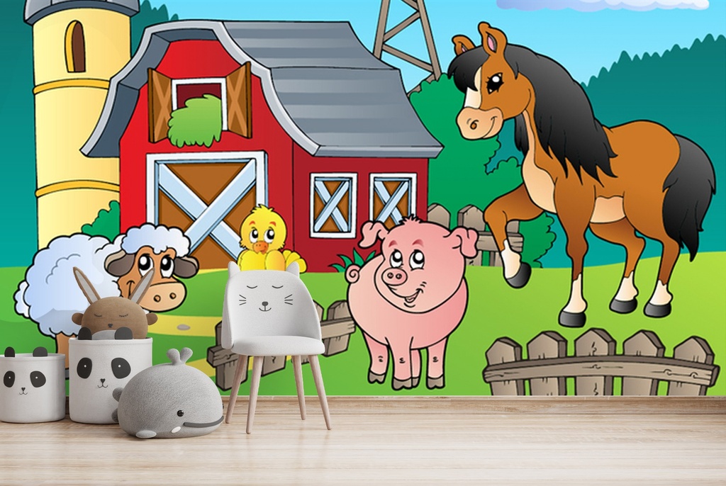 Farmyard Animal Friends Wall Mural Wallpaper