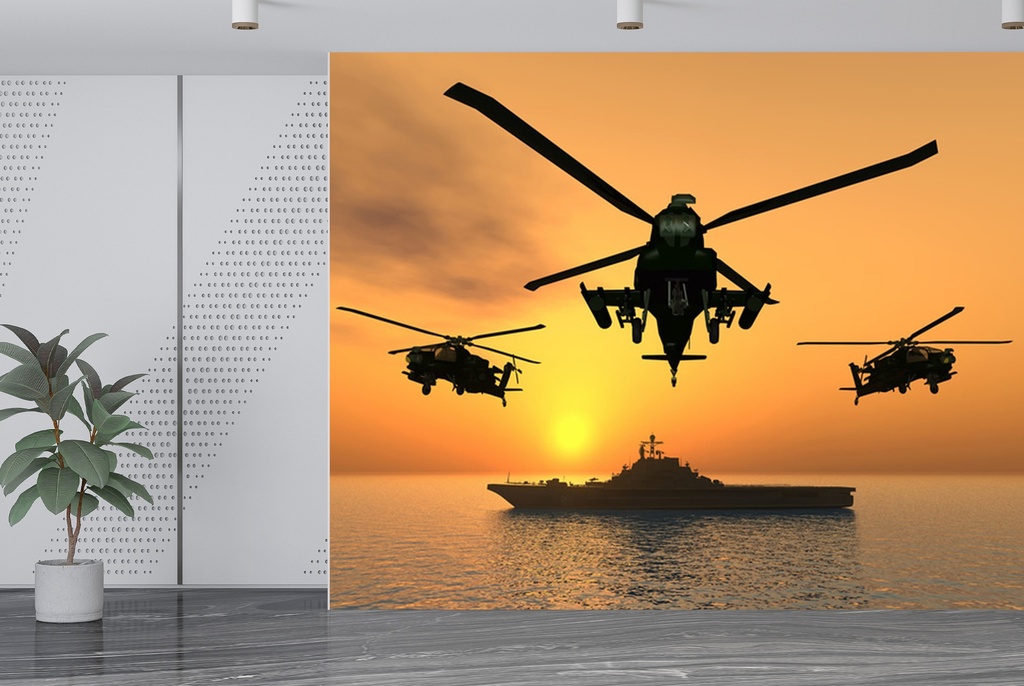 Apache Helicopters Aircraft Wall Mural Wallpaper