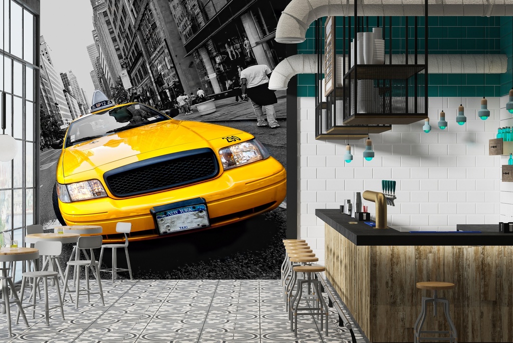 Yellow Taxis Cab New York Wall Mural Wallpaper