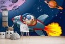 Spaceship & Astronaut Space Wall Mural Wallpaper