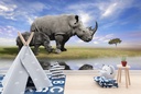 Rhino & Calf Wall Mural Wallpaper