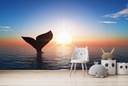 Sunset Whale Wall Mural Wallpaper