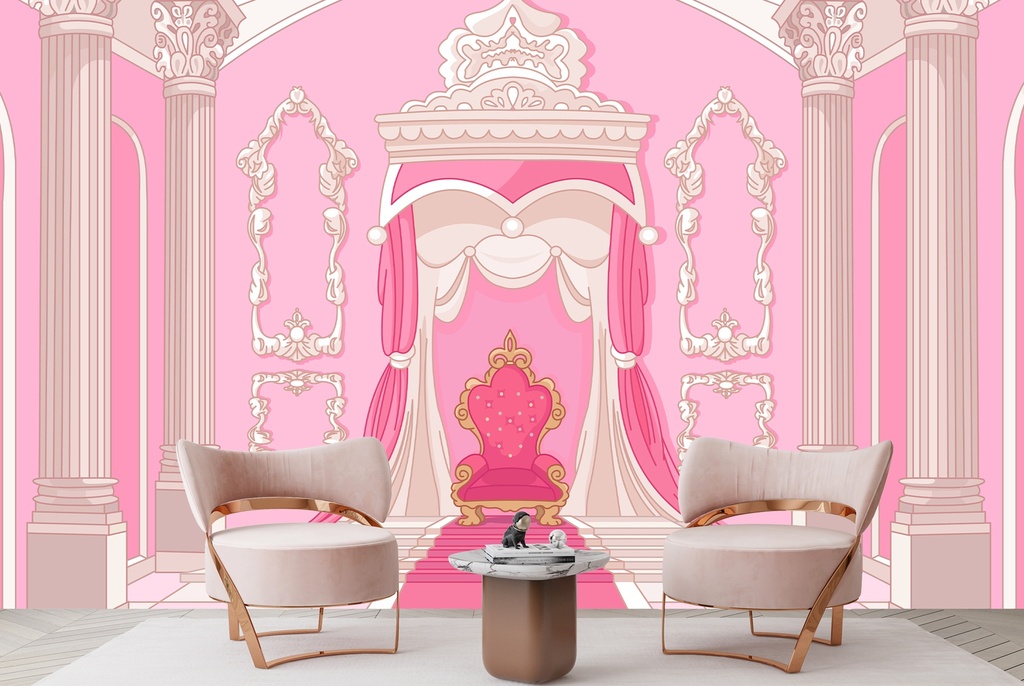 Pink Throne Room Princess Wall Mural Wallpaper