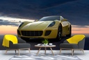 Yellow Porsche Race Car Wall Mural Wallpaper