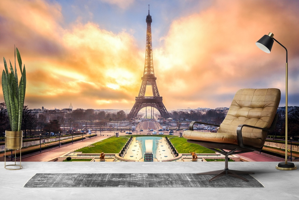 Eiffel Tower Sunrise Paris Wall Mural Wallpaper
