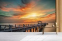 Wooden Pier Ocean Sunset Wall Mural Wallpaper