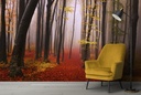 Red Path Autumn Forest Wall Mural Wallpaper