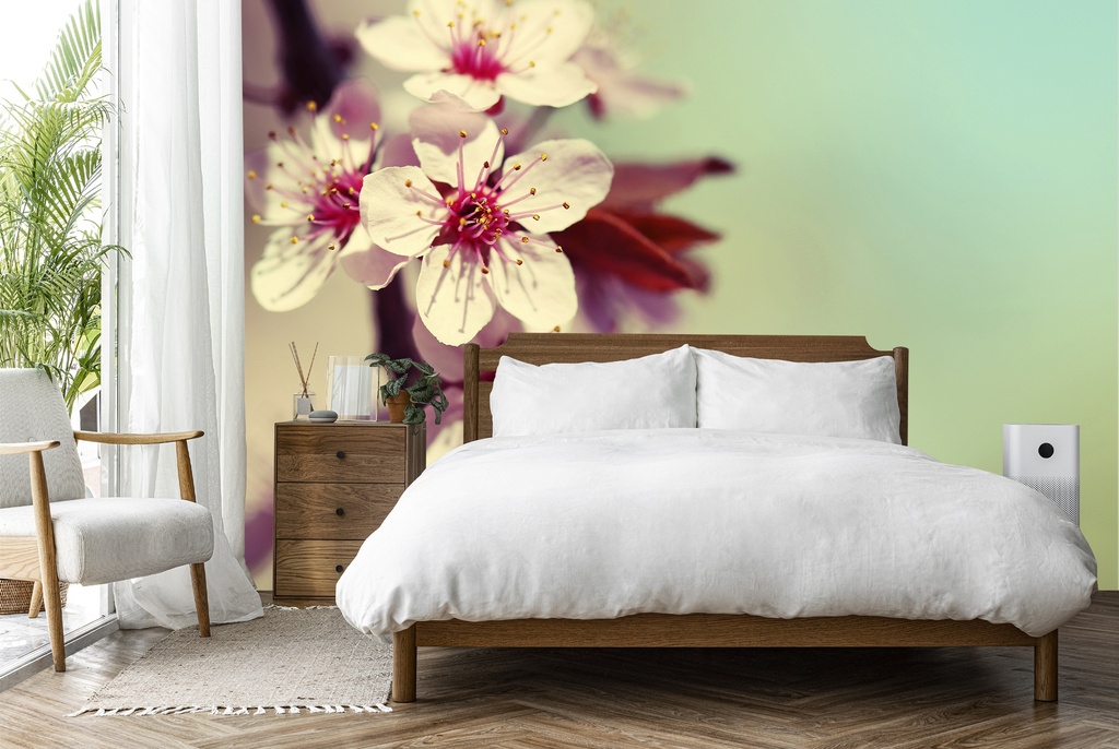 Pink Cherry Blossom Wall Mural Wallpaper - Mod3