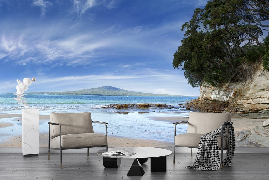 Tropical Beach & Ocean Panoramic Wall Mural Wallpaper