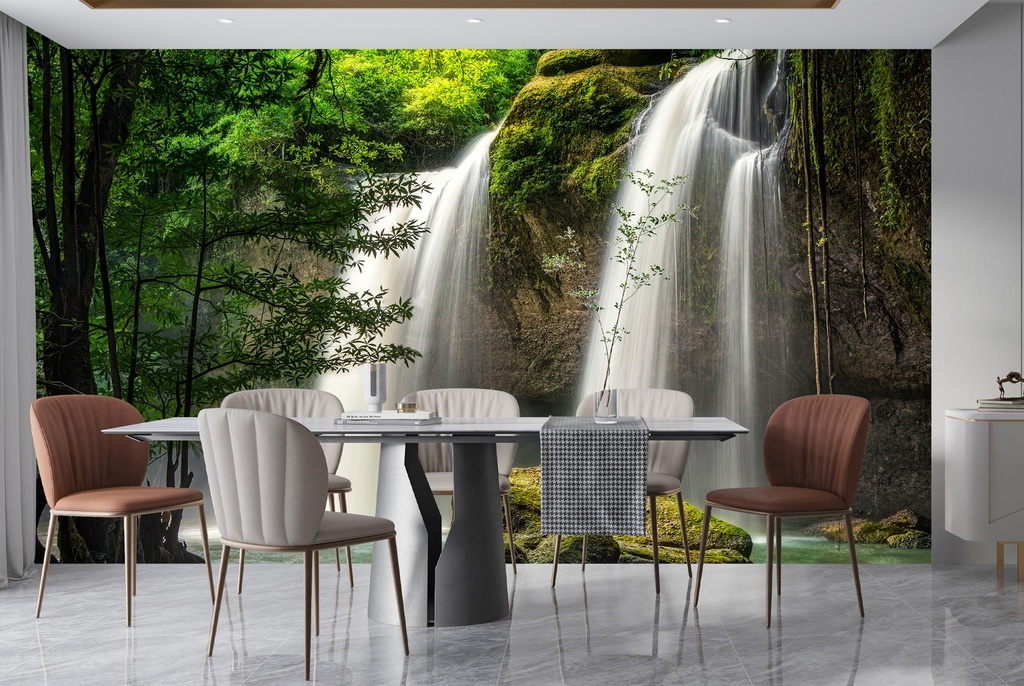 Beautiful Forest Waterfalls Wall Mural Wallpaper