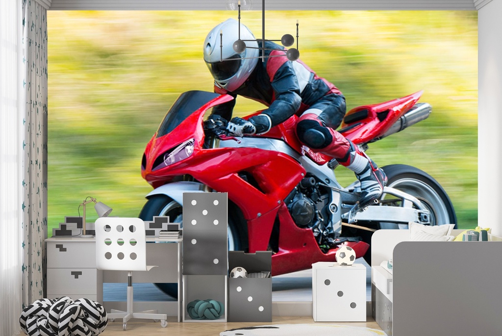 Fast Red Motorbike Wall Mural Wallpaper