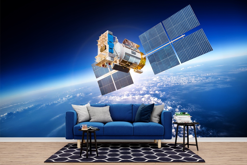 Satellite & Planet Earth Space Wall Mural Wallpaper