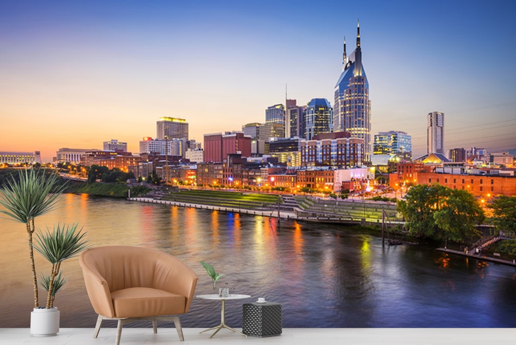 Nashville City Skyline Wall Mural Wallpaper