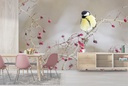 Pretty Bird On Flower Branch Wall Mural Wallpaper