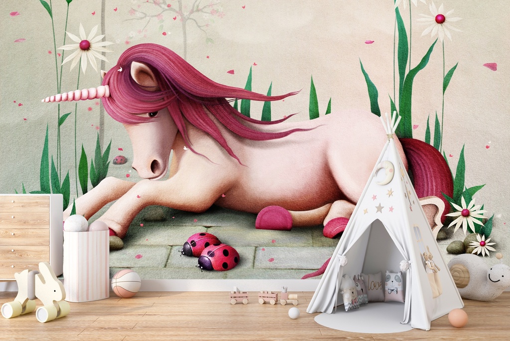 Pink Unicorn Wall Mural Wallpaper