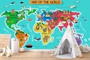 Cartoon Animal World Map Wall Mural Wallpaper