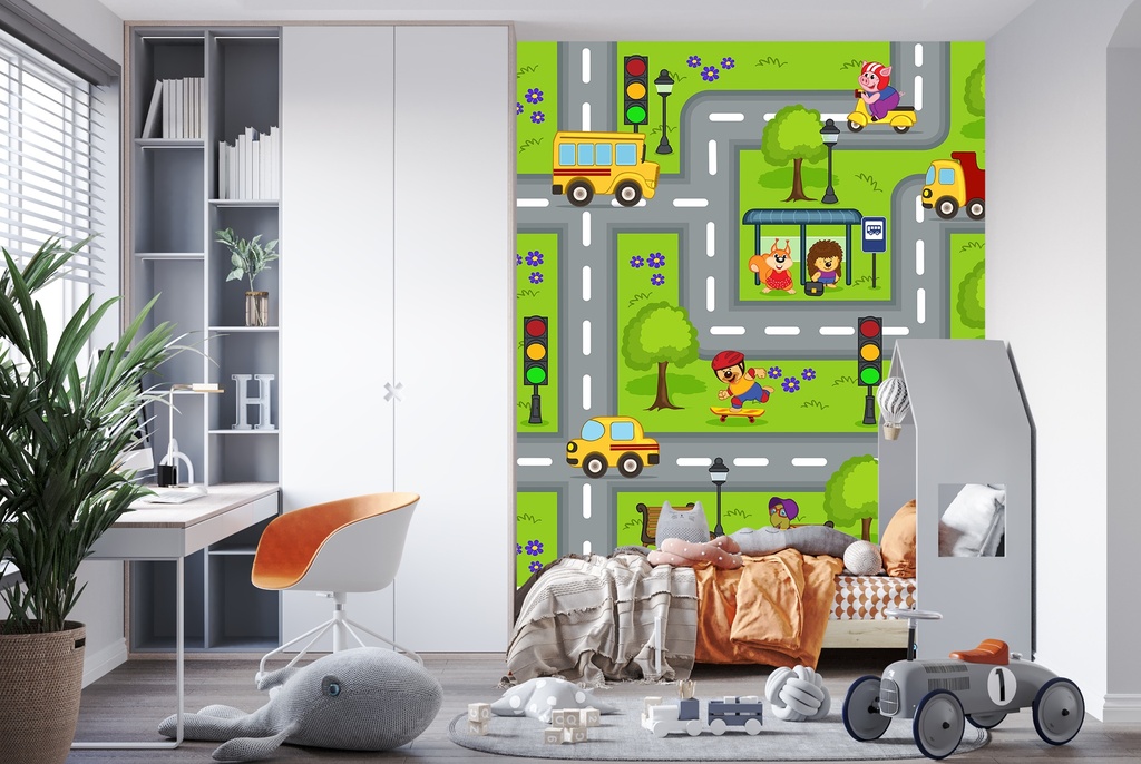 Road & Transport Map Wall Mural Wallpaper