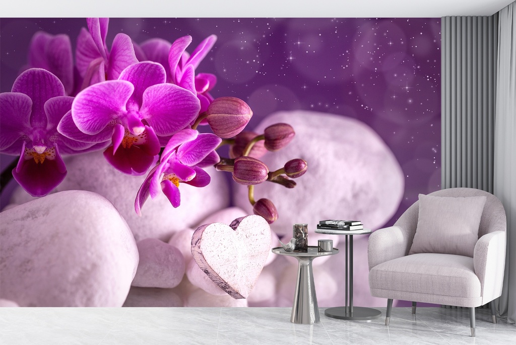 Purple Orchid Flowers Floral Wall Mural Wallpaper