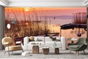 Fishing Boat Lake Wall Mural Wallpaper