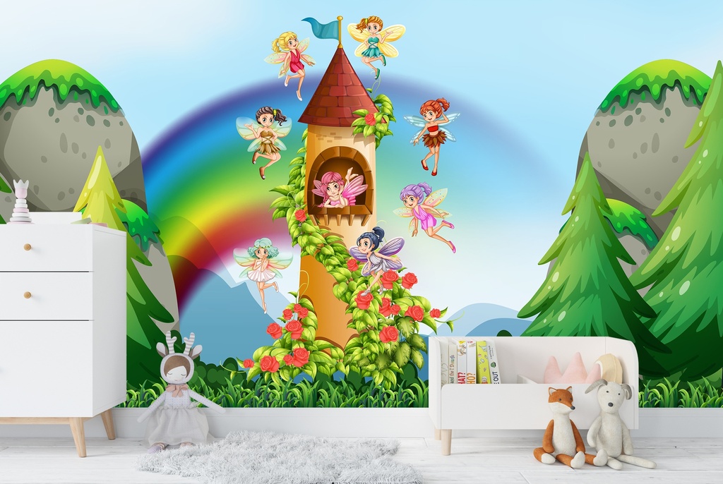 Fairy Castle Fairytale Forest Wall Mural Wallpaper